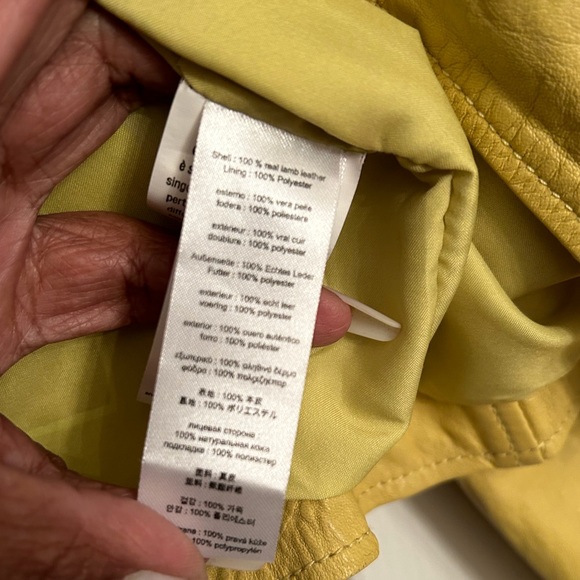 New Yellow Leather Jacket Women’s Size 6 - Picture 7 of 15